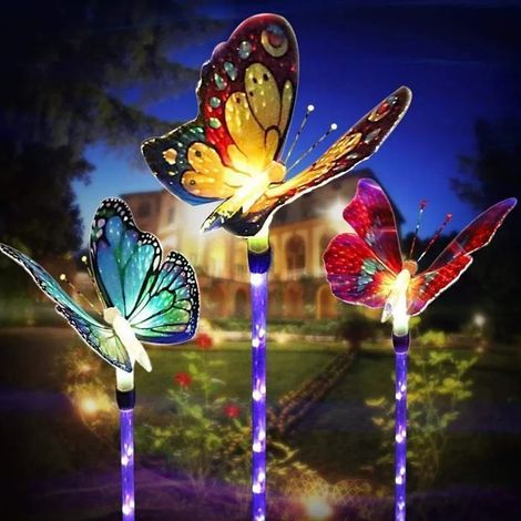 Lot de 3 Lampes Solaires - Multicolores - LED - IP65 - Jardin - Énergie Solaire YYV (1/4)