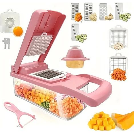 Picadora de verduras 16 en 1, Cortadora de frutas multifuncional, Rallador manual, Picadora de patatas doméstica, Utensilios de cocina, Mandolina (1/5)