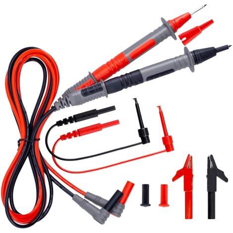 Sondes de Multimètre, Kit de Test en Silicone Souple pour électricien, Cordons de Mesure avec Pinces Crocodiles et Sonde à Aiguille (1/5)