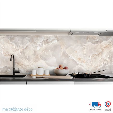 Crédence : Marbre de Monzano - Couleur Beige marron - Alu composite - 60 - 120 (1/3)