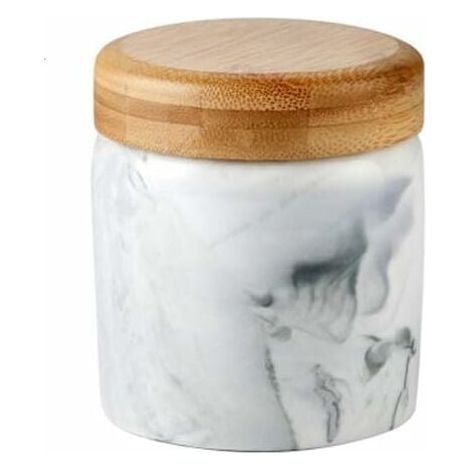 Bocal en céramique avec couvercle en bambou hermétique - Pour la conservation du thé, café, épices et bien plus encore, Céramique, Marbre noir., 9.3 OZ(275ML)-Fei Yu