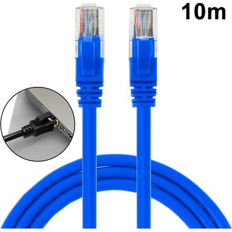 Cable Ethernet Extérieur - Cat5 - Étanche - RJ45 Doré - 100 Mbits/s - Pour Réseau LAN Intérieur/Extérieur - Longueur 10 m