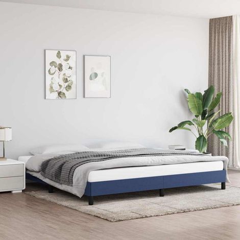 Cadre de lit sans matelas bleu 200x200 cm tissu (1/5)