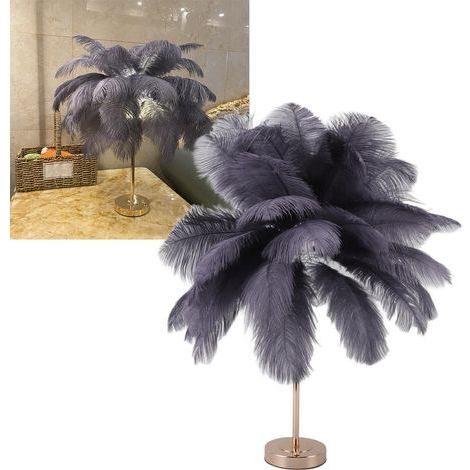 Lampe de chevet en plumes, Créatif Gris Autruche Plume Lampe De Table, Lampe à Plumes à Interrupteur Tactile, Lampe à Plumes D'autruche USB à Interrupteur Tactile (1/5)