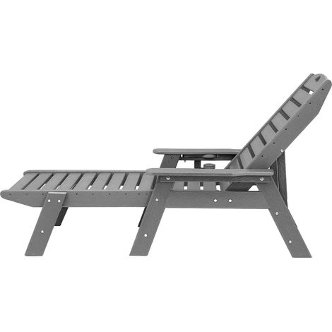 Mophorn  Sedia a sdraio per esterni regolabile, capacità di 400 libbre, 6 posizioni reclinabili, design durevole HDPE con schienale e porta di coppa, ideale per a bordo piscina, grigio