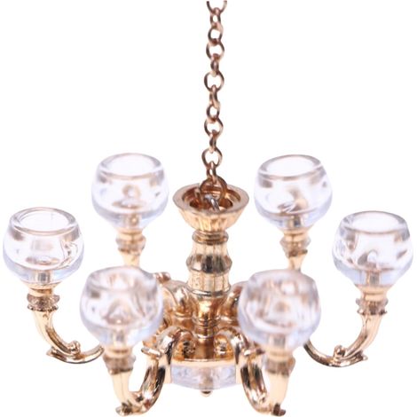 Chandelier Miniature - LED Éclairage Plafond pour Maison de Poupée - Échelle 1/12 - Décoration Intérieure - 1 Pièce (1/5)