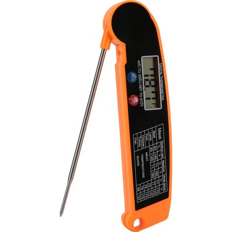 Thermomètre à viande numérique étanche à lecture instantanée, idéal pour la cuisine, le barbecue et les grillades en extérieur (orange) (1/5)