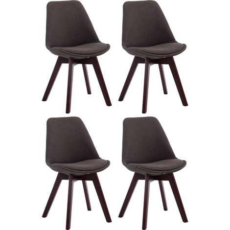 Lot de 4 chaises de salle à manger design scandinave en tissu gris foncé et piètement à 4 pieds en bois foncé 100008561