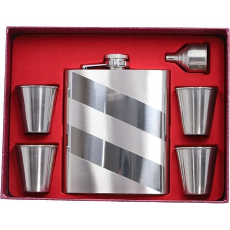 Großer Flachmann 540 ml im Set mit Gläsern und Trichter – Gentelo Geschenk (1/3)