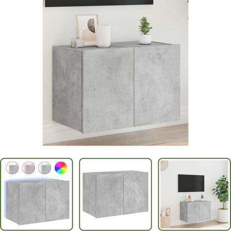 LED-Leuchten - TV-Wandschrank mit LED-Leuchten Betongrau 60x35x41 cm (1/5)