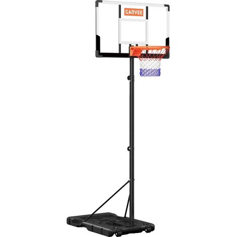 Canestro da basket con tabellone trasparente in policarbonato, altezza regolabile da 2,3 a 3 metri, dimensioni del tabellone 109 x 71 cm, ruote integrate per una maggiore mobilità, adatto a ragazzi e  (1/5)