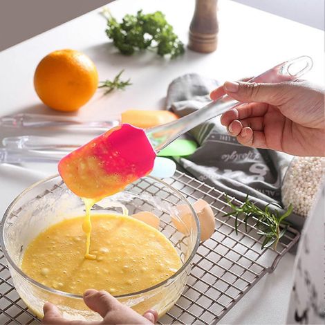 Lot de 2 spatules en silicone alimentaire résistant à la chaleur, ustensile de cuisine idéal pour cuisiner, pâtisser, mélanger et glacer. (1/4)