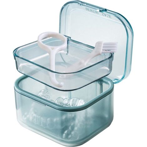 Boîte de rangement pour appareils orthodontiques et gouttières de contention avec tamis support pour prothèses dentaires et protège-dents plateau de nettoyage pour appareils orthodontiques et goutti (1/5)