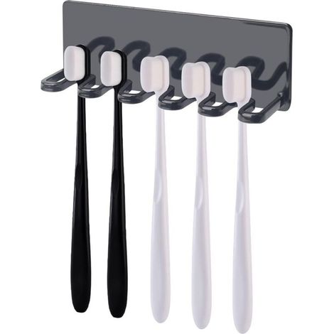 Support Brosse a Dent Murale pour 5 Têtes, Porte-Brosse À Dents Autocollant pour Salle De Bain sans Perçage, Support de Brosse à Dents Mural Support Adhésif pour Brosse à Dents (1/5)
