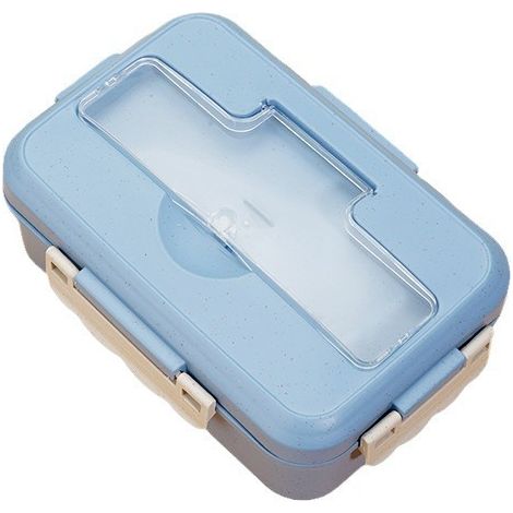 Boîte à Bento isolée pour le déjeuner avec cuillère et baguettes – adultes, enfants, étudiants (bleu nordique) (1/5)