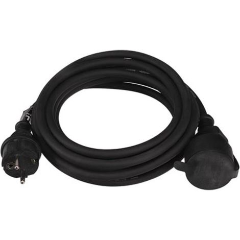 Perel Verlängerungskabel, H05RR-F 3G1.5, 5 m, 16 A/230 V, 3680 W, Typ E/F, IP44, Gummi, schwarz (1/5)