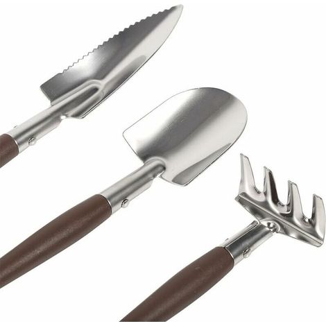 Ensemble de mini pots de jardinage, outils, petite pelle, râteau, ensemble de travail, jouets pour enfants, cadeaux, plantes succulentes, cactus, plantes d'intérieur miniatures (plastique 3 pièces), (1/5)