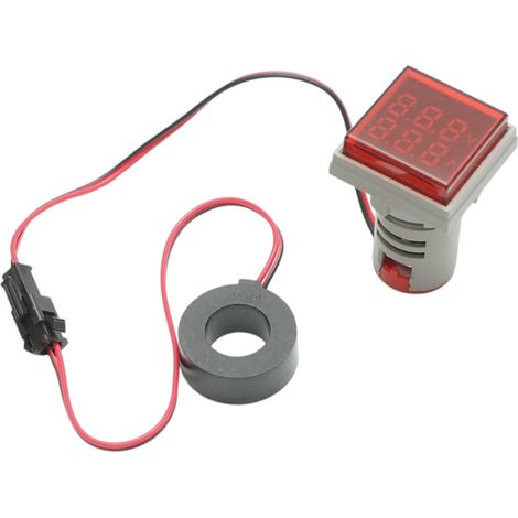 Indicatore digitale amperometro e voltmetro LED rosso 0-100A/50-500V AC Ø 22mm Breckner Germany (1/4)