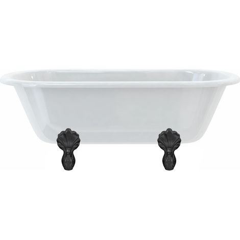Baignoire îlot WINDSOR Burlington 1500 x 750 x 630 mm avec 4 pieds griffés noirs - Aquatop (1/3)