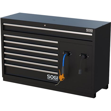 Cassettiera SOGI ARR-M-A-7C-AE per arredo officina - 7 cassetti - vano con avvolgitubo aria e avvolgicavo elettrico (1/2)
