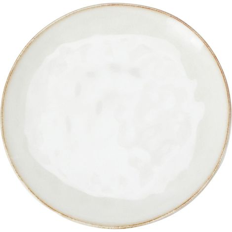 Assiette plate et à dessert blanche à bordure marron, 21 cm (1/2)
