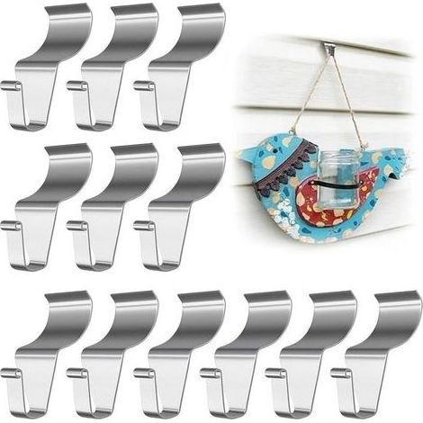 12 Pcs Crochets Suspension pour Revêtement Vinyle, Clips Revêtement en Vinyle Robustes en Acier Inoxydable Sans Trou, Crochets Revêtement en Vinyle pour Cintre de couronne de Porte d'entrée (1/5)