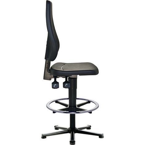 Sedia girevole da lavoro PROMAT aliante da pavimento + anello poggiapiedi schiuma integrale nero 580-850mm