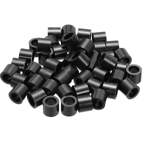 50Pcs Entretoise ABS M8 x 12mm OD x 10mm L Rondelles d'Espacement Rondes en Plastique Noir, Écrou d'Écartement Non Fileté pour Vis, Boulons, Prise Électrique (1/5)