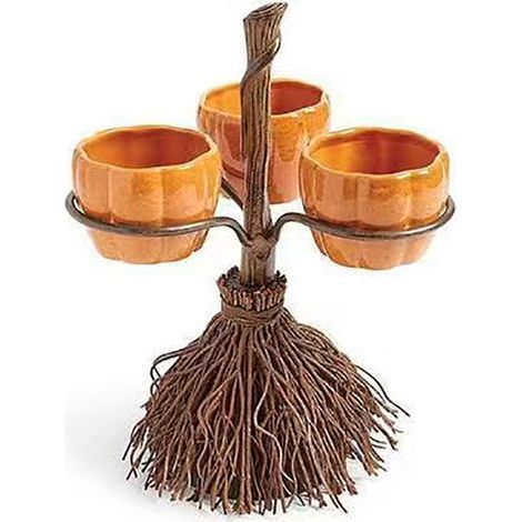 Soporte para cuencos de dulces con forma de calabaza de Halloween, bandeja plegable, soporte para cuencos de dulces, artículos para fiestas de Halloween (naranja, 3 cuencos) (1/5)