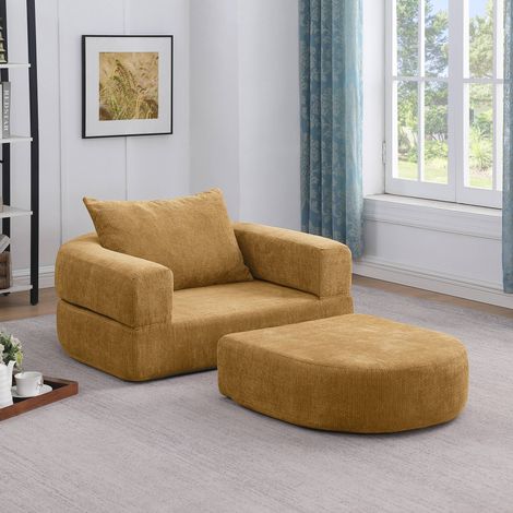 Sofá modular reversible de chenilla amarillo OKMYHOME (1/5)
