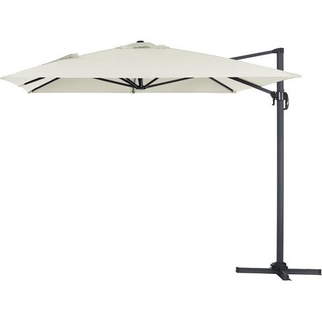Habitat Et Jardin – Parasol déporté aluminium 3 x 4 m – Toile polyester 200 g/m² – Rotation 360° – Inclinable et rabattable – Anti-UV et déperlant