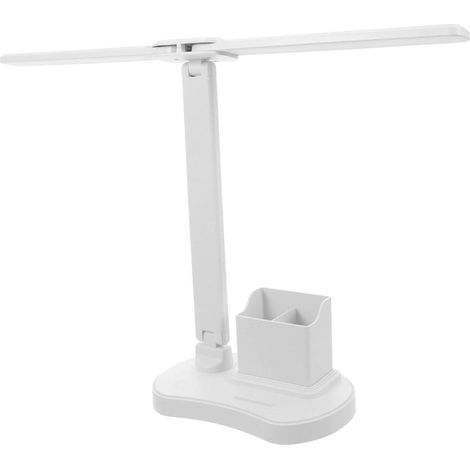 LED-Schreibtischlampe mit augenschonendem, dimmbarem Licht, USB-Touch-Steuerung, Stifthalter und Handyhalterung für Homeoffice und Arbeitszimmer.
