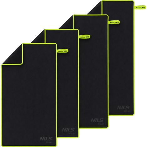 Asciugamano in microfibra 140x70 cm, nero-verde, confezione da 4 (1/5)