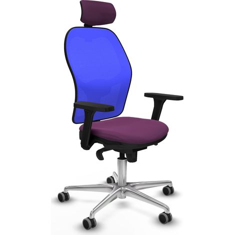 Jorquera sincro malla azul similpiel morado brazos 3D base aluminio cabecero 2D ruedas 65mm engomada (1/5)