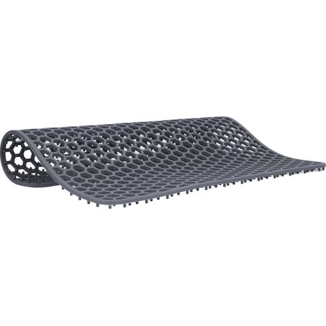 Tapis d'évier en silicone durable, motif quadrillé, antidérapant, pour éviers de cuisine en acier inoxydable et céramique. (1/5)