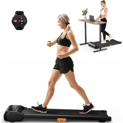 COSTWAY 2 in 1 Laufband, Walking Pad unter dem Schreibtisch mit uhrähnlicher Fernbedienung & LED-Anzeige, 1-6km/h, Treadmill für zu Hause & Büro bis 120kg Belastbar