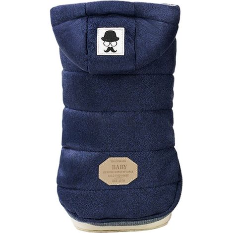 manteau d'hiver de chien imperméable avec capuche, bleu, L, vêtement féminin tendance, coupe confortable et flatteuse (1/5)