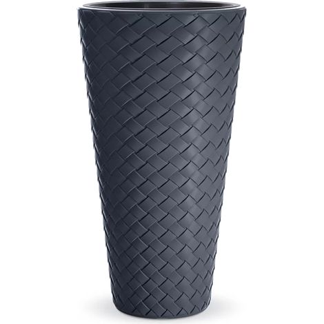 Pot de fleurs tressé mince DPMT400 avec insert  Anthracite
