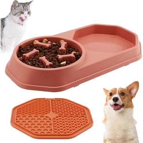 Ciotola anti-levriero/gatto, ciotola per cibo, ciotola antiscivolo per gatti, ciotola multifunzionale per animali domestici (arancione-rosa) (1/5)