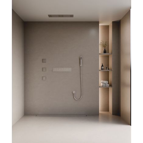 Thermostatisches Duschpaket mit 3 LED-Körperstrahlern Verchromt - 900x300 mm