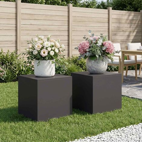 vidaXL Plant Stand 2 pcs Black 40 x 40 x 40 cm Steel (1/5)
