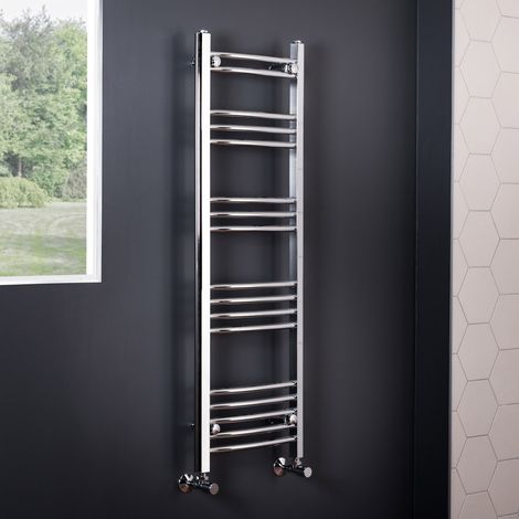 WarmeHaus Curved Chrome Heated Towel Rail 1200x400mm