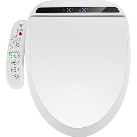 Puluomis – Abattant WC japonais automatique avec bidet – Température et pression d'eau réglables – Couvercle à fermeture lente – Économie de papier toilette