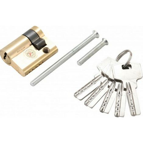 Cylindre De Serrure - Laiton - 30 + 10 Mm - Pour Porte De Garage Et Porte Extérieure - 5 Clés (1/2)