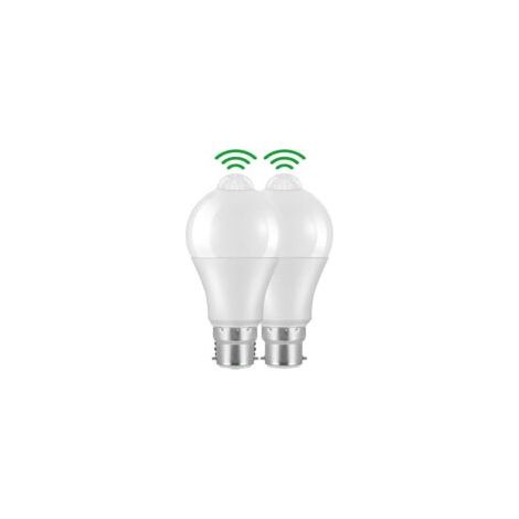 Ampoule Detecteur de Mouvement B22 Baïonnette LED, 12W, 1020lm, Blanc Froid 6000 K, CIR 85, étanches IP42 à économie d'énergie, non dimmable, Ampoule à Détecteur de Mouvement(2 pièces) (1/4)