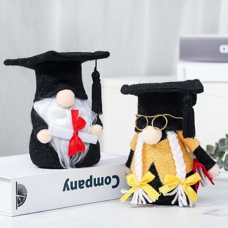 niedliche, schwarze, gesichtslose Abschlusspuppen, Abschlussmütze, Gastgeschenk, Dekoration, 2er-Set (1/5)