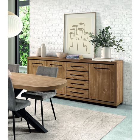 Buffet/bahut contemporain 225 cm chêne houston Vita (1/5)