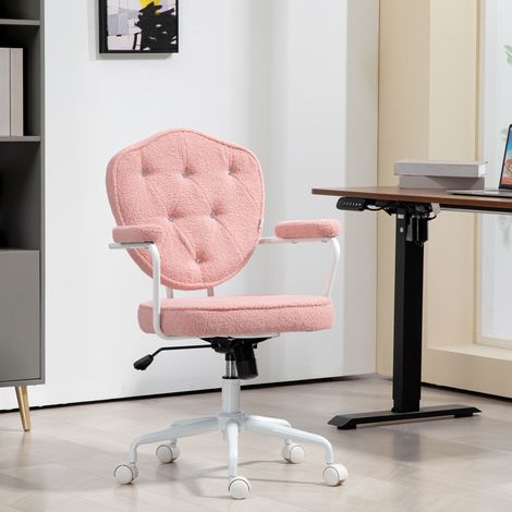 Chaise de bureau 63x61.5x93-101 cm rose en polyester avec hauteur réglable et fonction bascule (1/5)