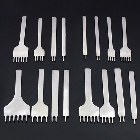 Juego de 4 perforadoras de cuero, puntas de 4 mm para costura a mano, herramientas para trabajar el cuero, separación entre puntas de 4 mm. (1/5)