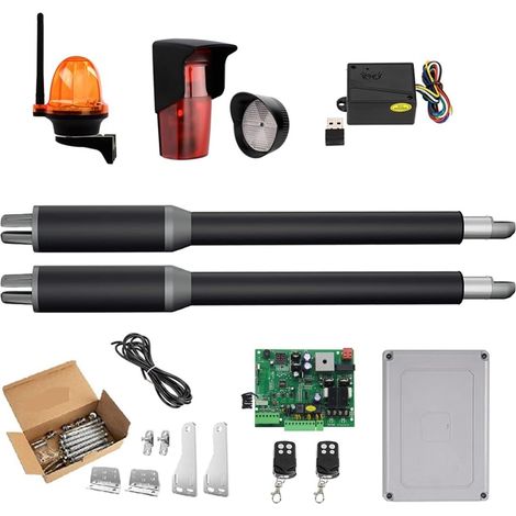 Kit d'ouvre-portes automatiques Ouvre-porte actionneur linéaire engrenage à vis sans fin DC ouvre-porte pivotant automatique Tube électrique, lumière, bouton, opérateur GSM pour accessoires de portail (1/5)